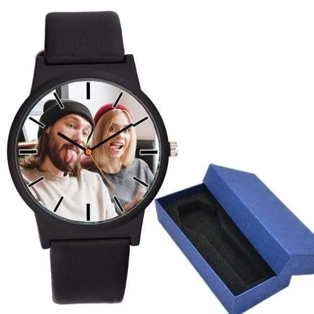 Liebhaber sehen DIY mit Ihrem eigenen Bild Custom Zifferblatt Leder Sport Casual Fashion fit für Männer Frauen kreative Uhr