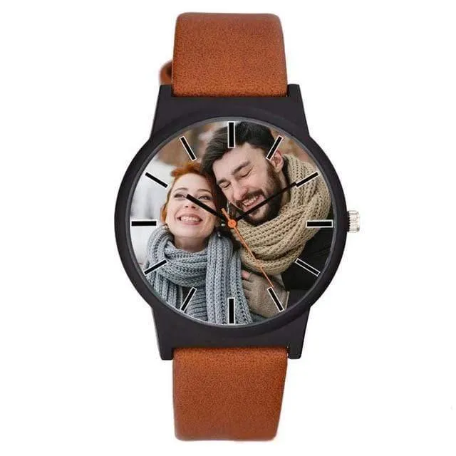 Liebhaber sehen DIY mit Ihrem eigenen Bild Custom Zifferblatt Leder Sport Casual Fashion fit für Männer Frauen kreative Uhr