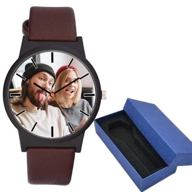 Liebhaber sehen DIY mit Ihrem eigenen Bild Custom Zifferblatt Leder Sport Casual Fashion fit für Männer Frauen kreative Uhr