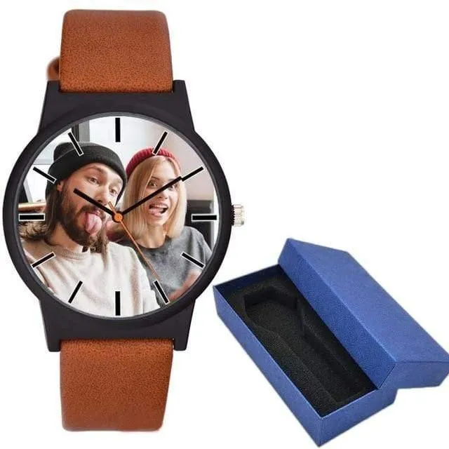 Liebhaber sehen DIY mit Ihrem eigenen Bild Custom Zifferblatt Leder Sport Casual Fashion fit für Männer Frauen kreative Uhr