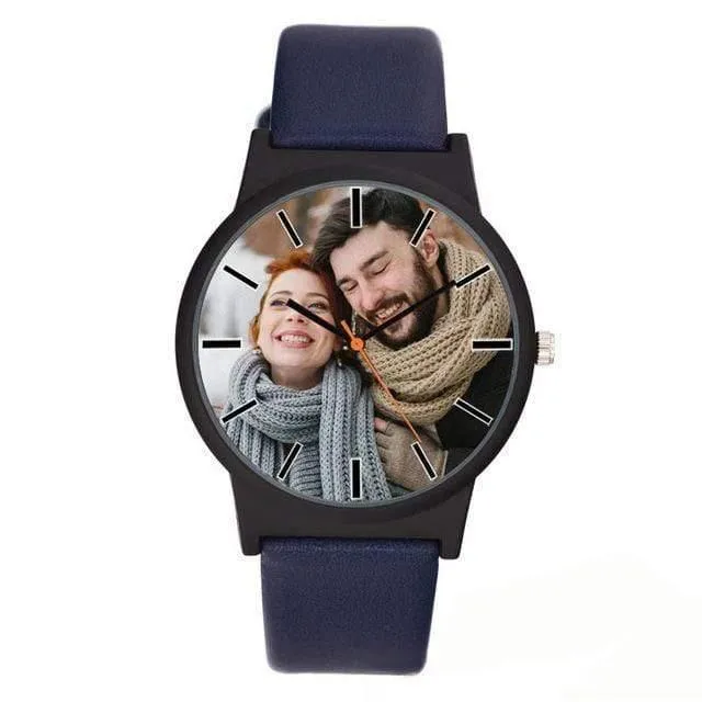 Liebhaber sehen DIY mit Ihrem eigenen Bild Custom Zifferblatt Leder Sport Casual Fashion fit für Männer Frauen kreative Uhr