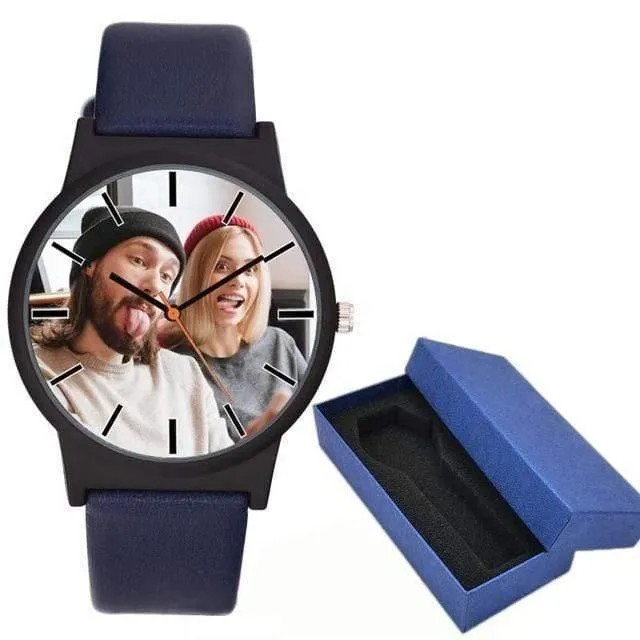 Liebhaber sehen DIY mit Ihrem eigenen Bild Custom Zifferblatt Leder Sport Casual Fashion fit für Männer Frauen kreative Uhr