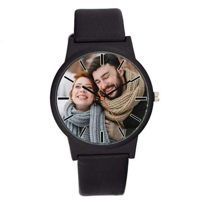 Liebhaber sehen DIY mit Ihrem eigenen Bild Custom Zifferblatt Leder Sport Casual Fashion fit für Männer Frauen kreative Uhr