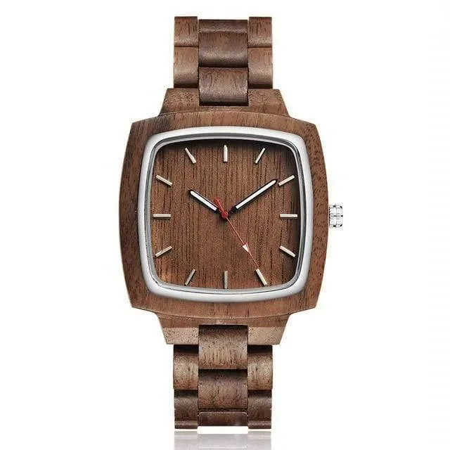 Paar Uhr Männer Frauen Liebhaber Geschenk Armbanduhren Männlich Weiblich Braun Nussbaum Holz Quadrat Zifferblatt Quarz Armbanduhr Reloj Uhr
