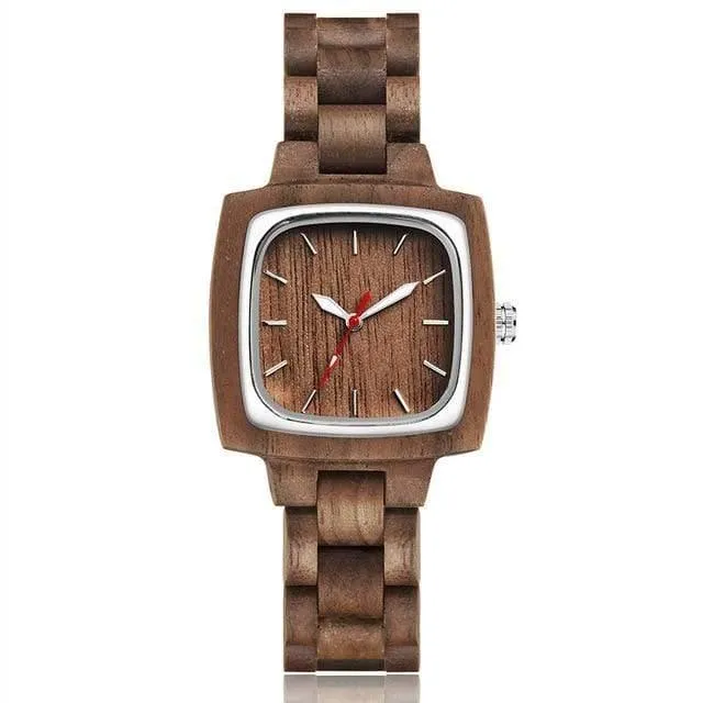 Paar Uhr Männer Frauen Liebhaber Geschenk Armbanduhren Männlich Weiblich Braun Nussbaum Holz Quadrat Zifferblatt Quarz Armbanduhr Reloj Uhr