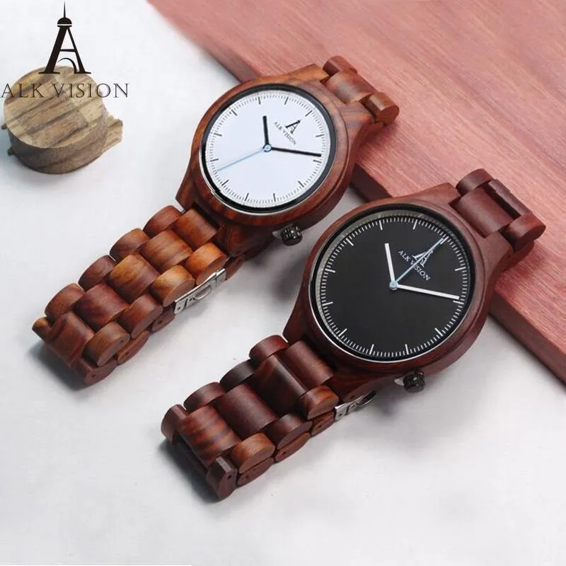Holzuhr Mode Quarz Damen Holzuhr Casual Liebhaber Holzuhr Frauen Männer Top-Marke Luxusuhr ALK Vision
