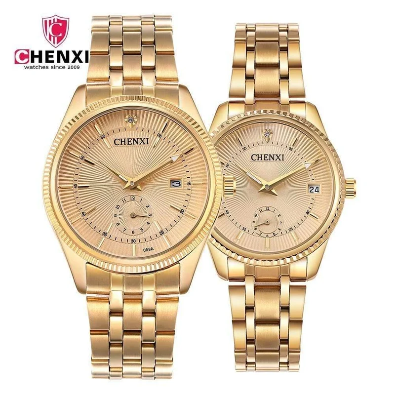Liebhaberuhr Damen Herren Paar Armbanduhr 2 Pieces Classic Business Kleid Uhr Edelstahl 069IPG