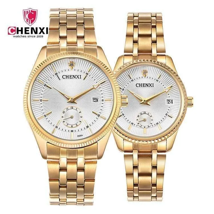 Liebhaberuhr Damen Herren Paar Armbanduhr 2 Pieces Classic Business Kleid Uhr Edelstahl 069IPG