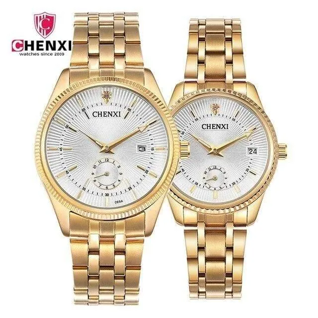 Liebhaberuhr Damen Herren Paar Armbanduhr 2 Pieces Classic Business Kleid Uhr Edelstahl 069IPG