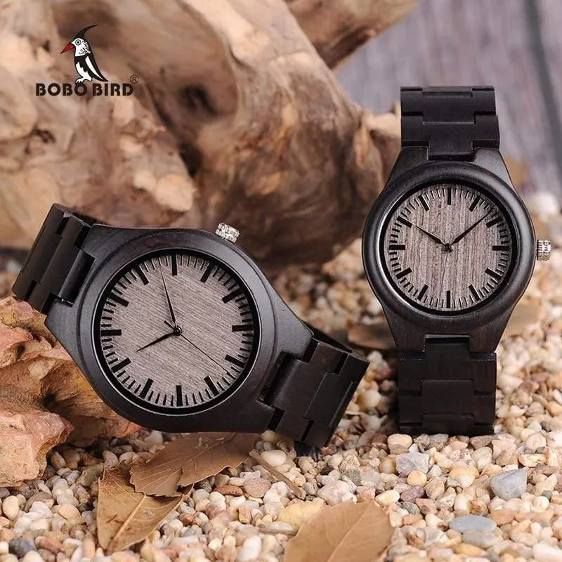 Frauen uhren männer relogio masculino liebhaber ebenholz quarz damen armbanduhr montre femme erkek kol saati in geschenkbox