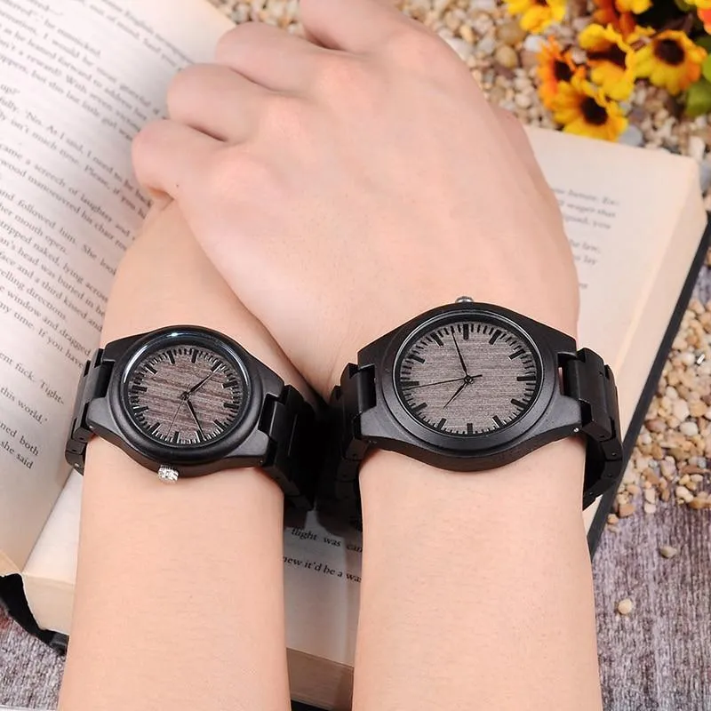 Frauen uhren männer relogio masculino liebhaber ebenholz quarz damen armbanduhr montre femme erkek kol saati in geschenkbox