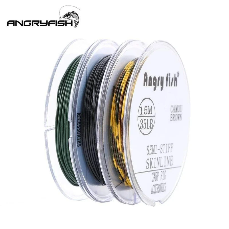 15 m Karpfen-Angelschnur, beschichtetes Hakenglied, 15 lb, 25 lb, 35 lb