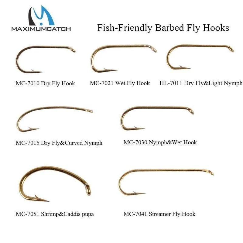 100 stücke 4#-22# Fisch-Freundliche Widerhaken Fliegen Angelhaken Trocken & Nass & Nymphe & Garnelen Caddis Pupa Streamer Fliegen Haken