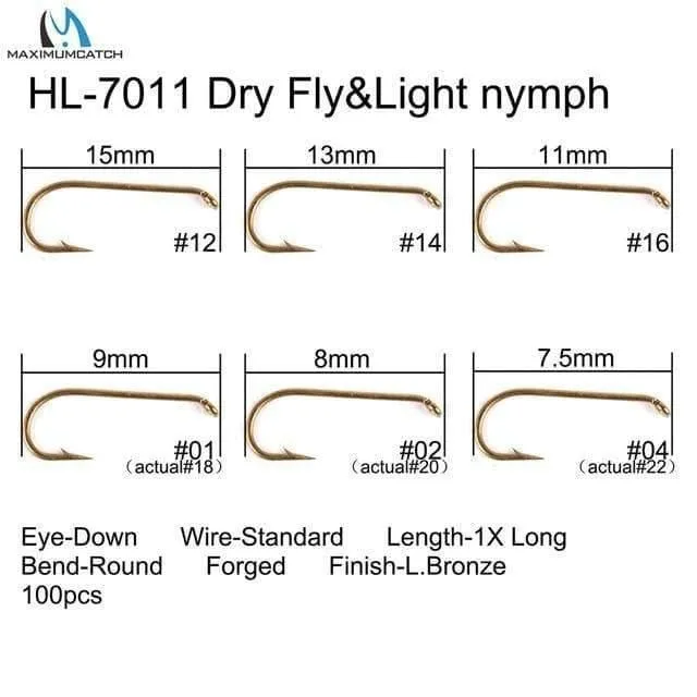100 stücke 4#-22# Fisch-Freundliche Widerhaken Fliegen Angelhaken Trocken & Nass & Nymphe & Garnelen Caddis Pupa Streamer Fliegen Haken