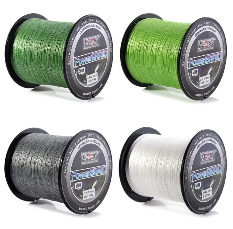 Geflochtene Angelschnur 8-60LB 0.1-0.4mm 4-Strang Multifilament Angeln PE Geflochtene Draht 500M Angelschnur