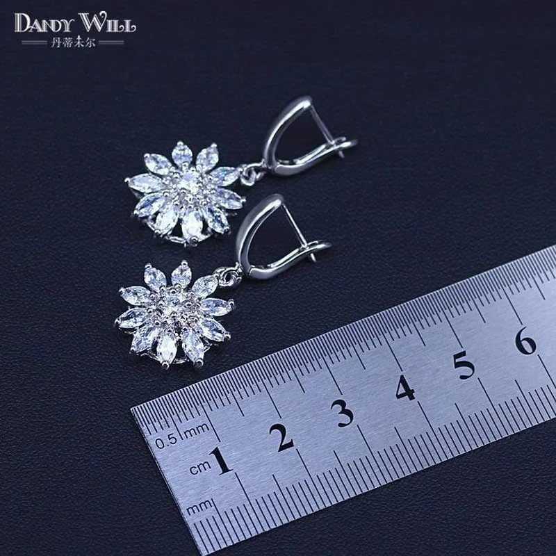 925 Sterling Silber Schmuck Sets Zirkonia Ohrringe Halskette Armband Ring Set Für Frauen