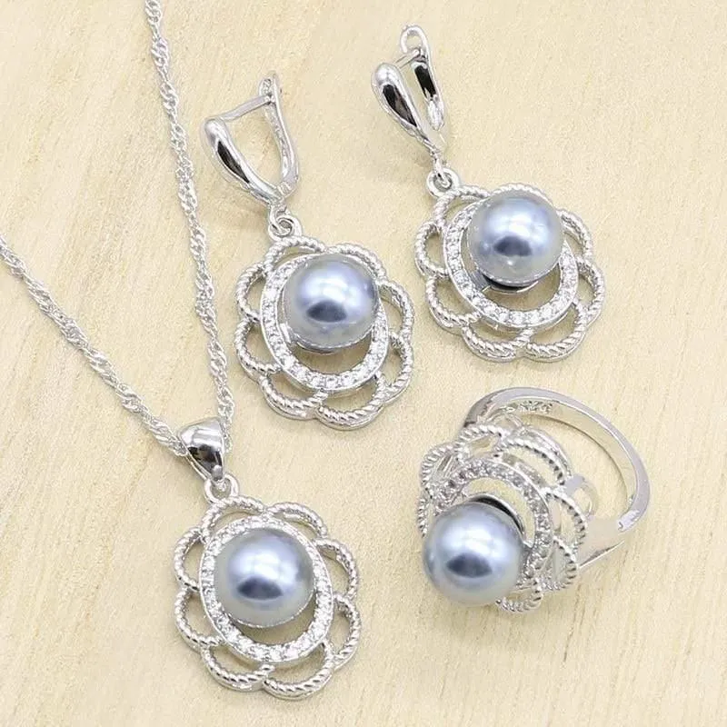 925 Sterling Silber Brautschmuck Sets für Frauen Geometrische Ohrringe Ringe Anhänger Halskette Geburtstag Hochzeitsgeschenk