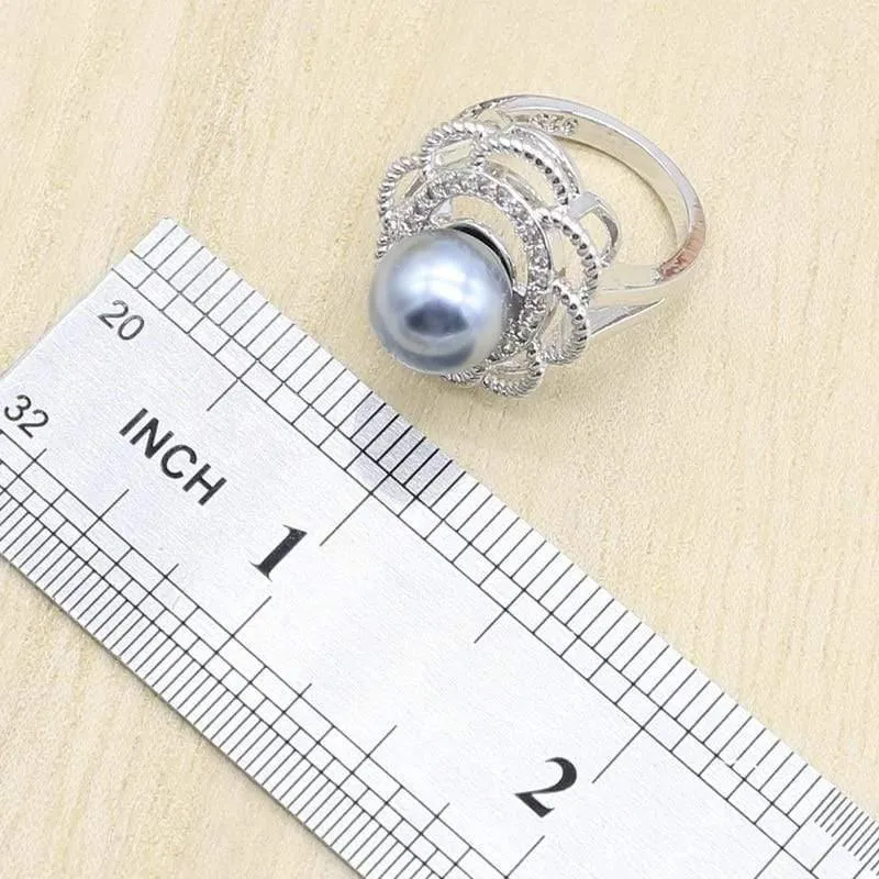925 Sterling Silber Brautschmuck Sets für Frauen Geometrische Ohrringe Ringe Anhänger Halskette Geburtstag Hochzeitsgeschenk