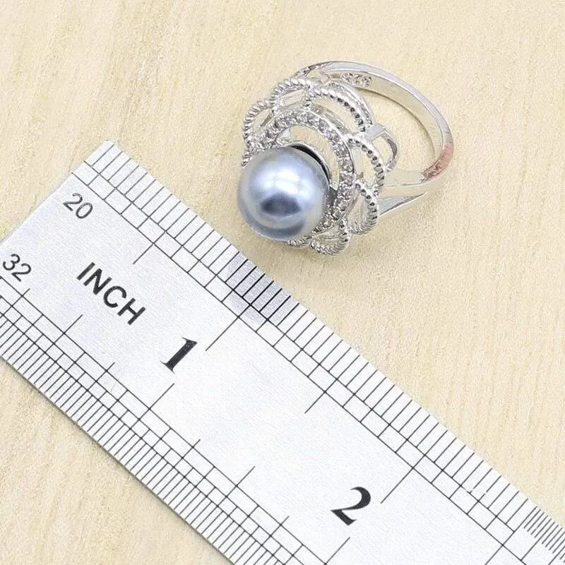 925 Sterling Silber Brautschmuck Sets für Frauen Geometrische Ohrringe Ringe Anhänger Halskette Geburtstag Hochzeitsgeschenk