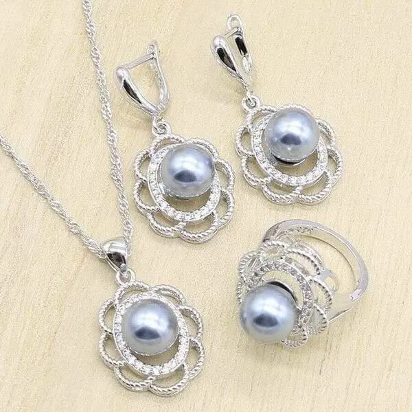 925 Sterling Silber Brautschmuck Sets für Frauen Geometrische Ohrringe Ringe Anhänger Halskette Geburtstag Hochzeitsgeschenk