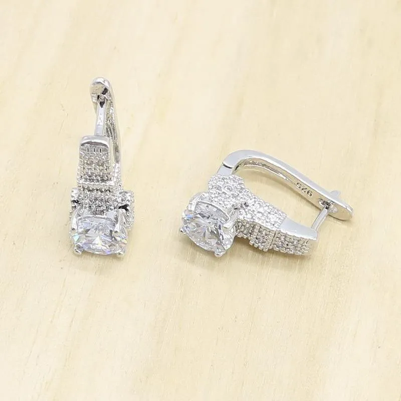 925 Silber Hochzeit Schmucksets für Frauen Creolen Ohrringe Ringe Halskette Anhänger Geburtstag Geschenkbox