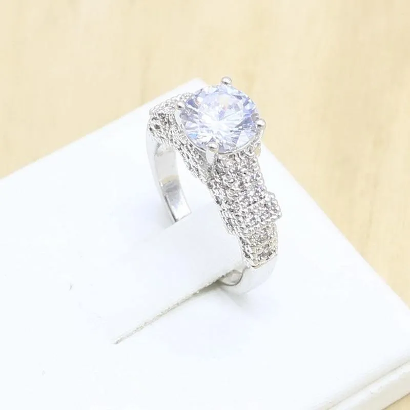 925 Silber Hochzeit Schmucksets für Frauen Creolen Ohrringe Ringe Halskette Anhänger Geburtstag Geschenkbox