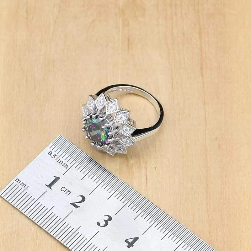 Zirkonia-Schmuckset für Frauen, Silber 925, Schmuck, Hochzeit, Ohrringe mit Stein, Ringe, Halsketten-Set