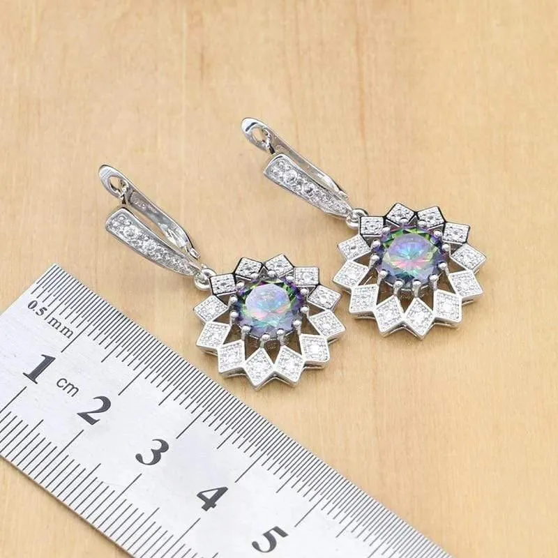 Zirkonia-Schmuckset für Frauen, Silber 925, Schmuck, Hochzeit, Ohrringe mit Stein, Ringe, Halsketten-Set
