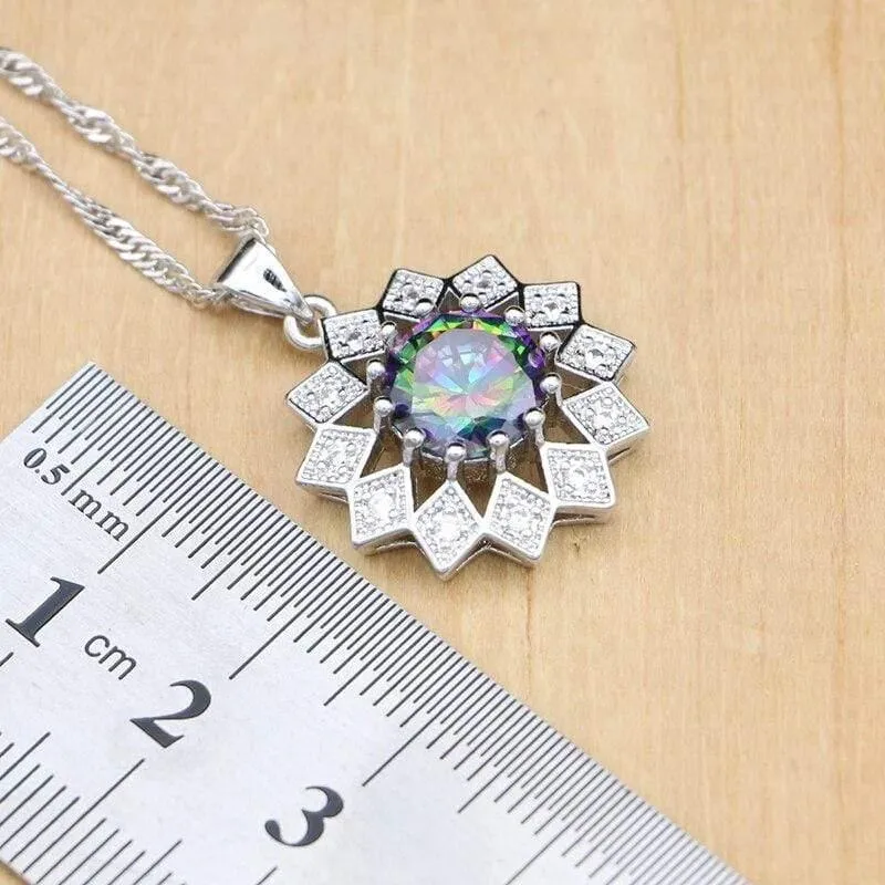 Zirkonia-Schmuckset für Frauen, Silber 925, Schmuck, Hochzeit, Ohrringe mit Stein, Ringe, Halsketten-Set