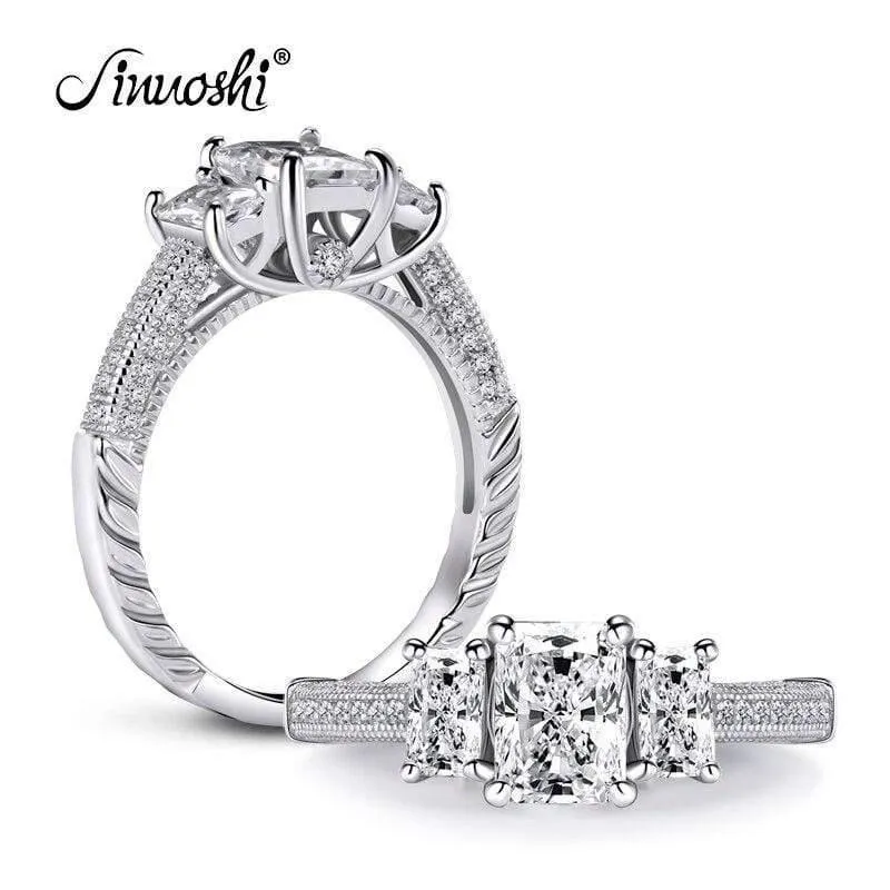 925 Sterling Silber 1.0 Karat Rechteckschliff Ring Verlobung Simulierter Diamant Hochzeit Silberringe Schmuck Geschenke
