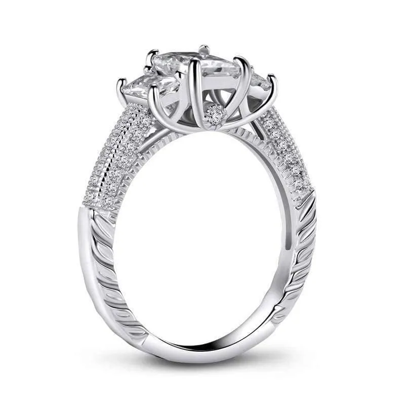925 Sterling Silber 1.0 Karat Rechteckschliff Ring Verlobung Simulierter Diamant Hochzeit Silberringe Schmuck Geschenke