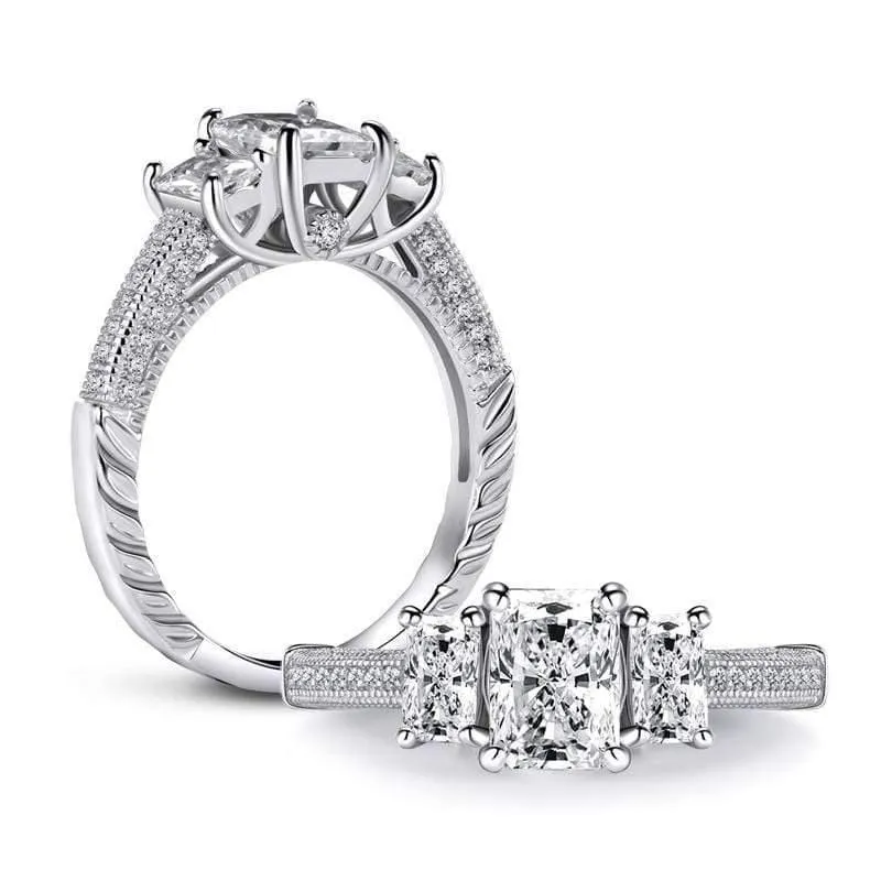 925 Sterling Silber 1.0 Karat Rechteckschliff Ring Verlobung Simulierter Diamant Hochzeit Silberringe Schmuck Geschenke
