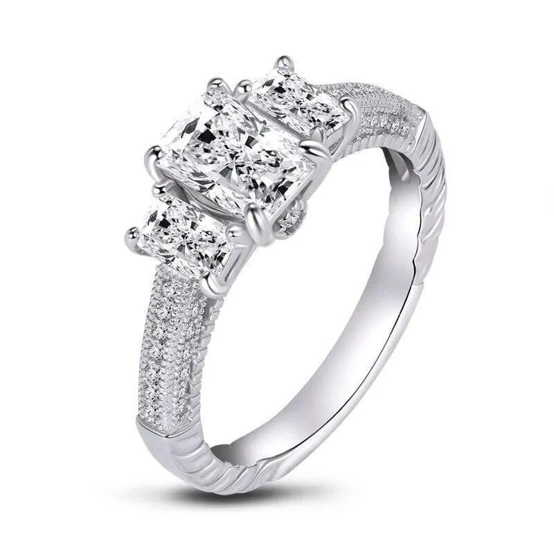 925 Sterling Silber 1.0 Karat Rechteckschliff Ring Verlobung Simulierter Diamant Hochzeit Silberringe Schmuck Geschenke