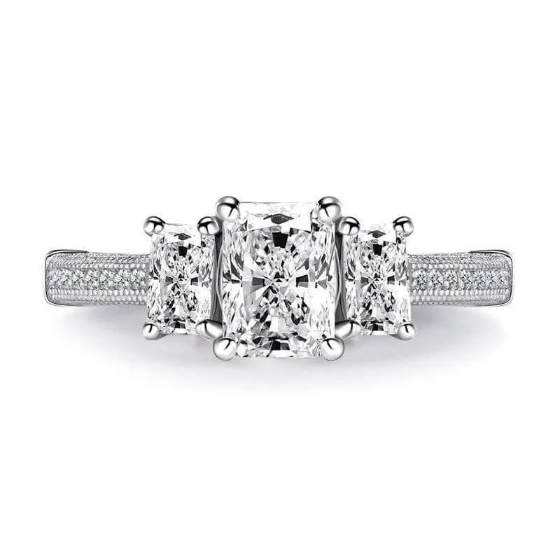 925 Sterling Silber 1.0 Karat Rechteckschliff Ring Verlobung Simulierter Diamant Hochzeit Silberringe Schmuck Geschenke