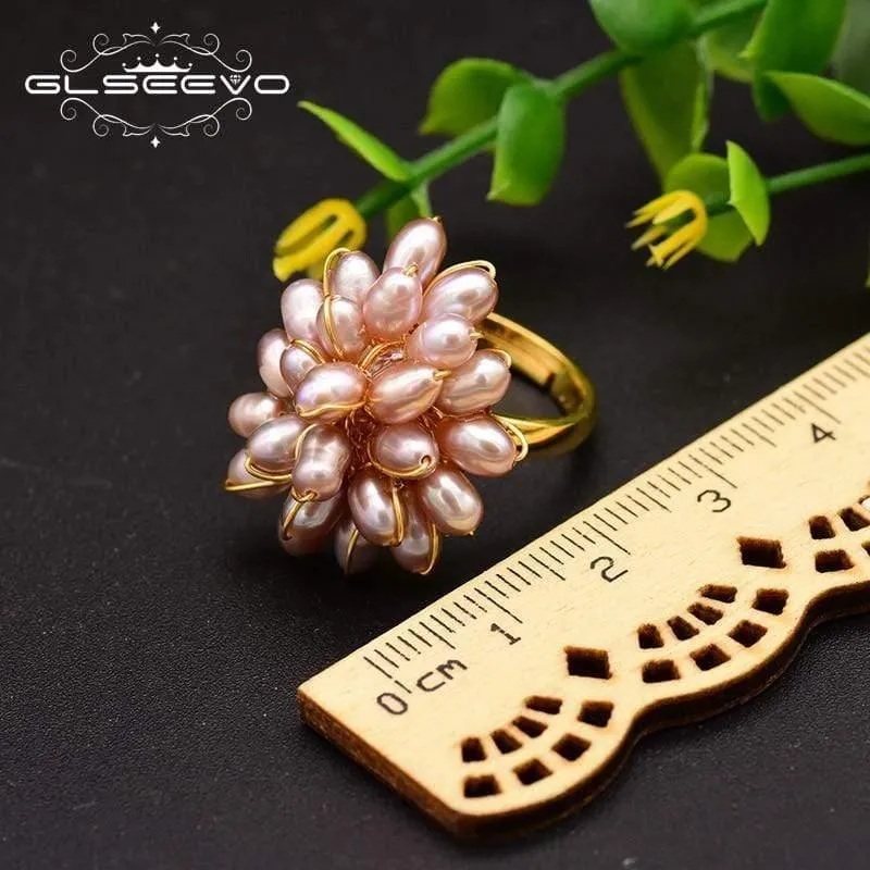 925 Sterling Silber Natürliche Süßwasser Rosa Perle Herzform Ring Für Frauen Hochzeit Edlen Schmuck anillos mujer GR0235