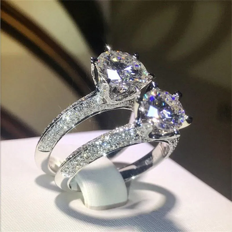 925 Sterling Silber Ring 2Ct 10 Herzen Pfeile SONA Diamant Hochzeit Schmuck Ringe Engagement für Frauen
