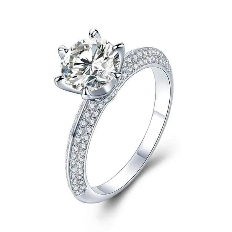 925 Sterling Silber Ring 2Ct 10 Herzen Pfeile SONA Diamant Hochzeit Schmuck Ringe Engagement für Frauen