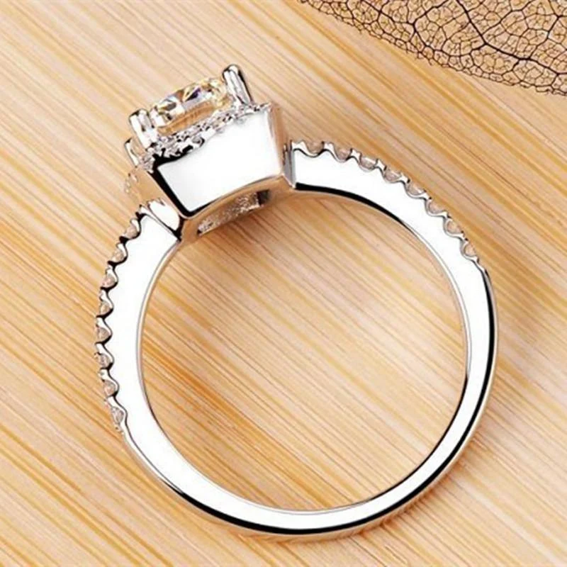Eheringe aus Sterlingsilber für Damen, Prinzessinnenschliff, gelber 5a CZ-Verlobungsring, künstlicher Diamant, Platin-Schmuck