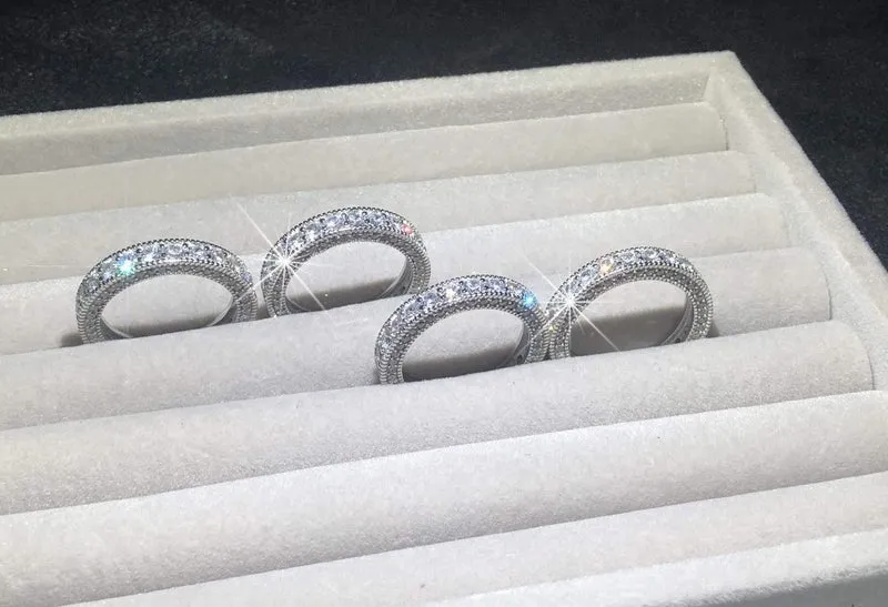 Simulierter Diamant Platin Massives Sterling 925 Silber Ehering Eternity Ring Schmuck Großhandel