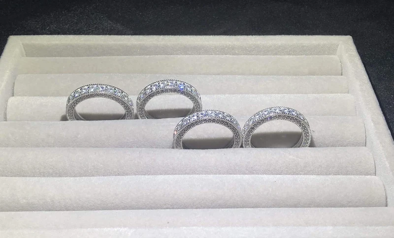 Simulierter Diamant Platin Massives Sterling 925 Silber Ehering Eternity Ring Schmuck Großhandel