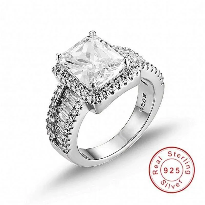 Verlobungsringe für Damen aus 925er-Sterlingsilber, Luxus-Quadrat-T-Simulationsdiamant, Platin-Schmuck, Größe 5–10