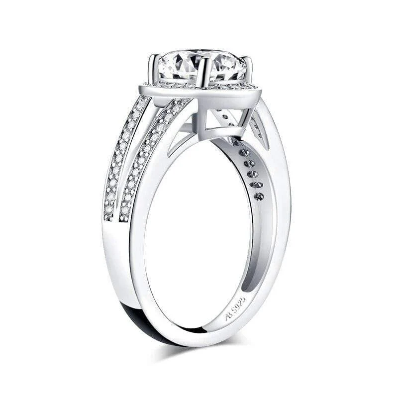 925 Sterling Silber 2.0 Karat Ovalschliff Halo Ring Verlobung Simulierter Diamant Frauen Hochzeit Silber Ringe Schmuck Geschenk