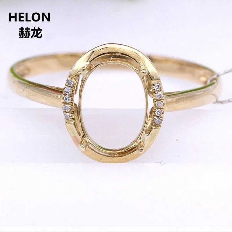 14k Gelbgold Verlobung Ehering Damen 6x8mm Oval Cut Semi Mount Ring Natürliche Diamanten