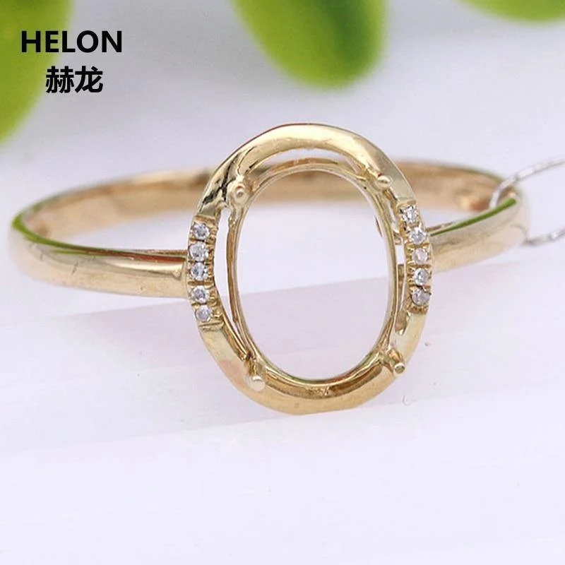 14k Gelbgold Verlobung Ehering Damen 6x8mm Oval Cut Semi Mount Ring Natürliche Diamanten