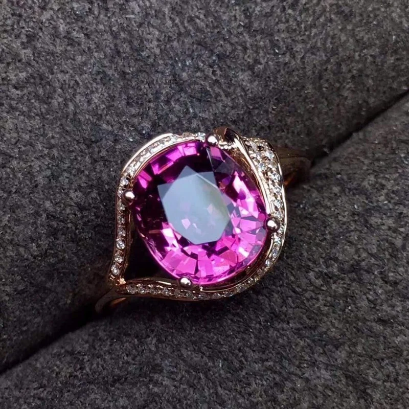 Roter Turmalin-Ring, 2.7 ct, reines 18-karätiges Gold, Schmuck, natürliche Rubi-Turmalin-Edelsteine, Diamanten, weibliche Ringe für Frauen, feiner Ring