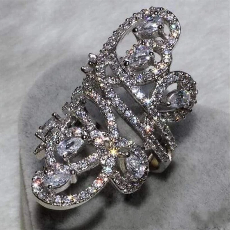 Frauen Männer Schmuck Simulierter Diamant Edelstein Ringe 925 Sterling Silber Verlobung Ehering Ring