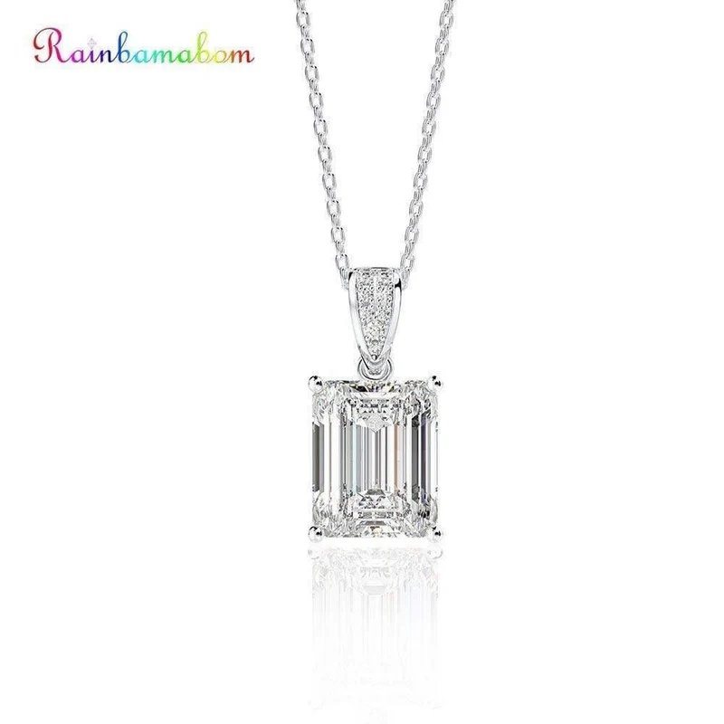 925 Sterling Silber Erstellt Moissanit Smaragd Edelstein Diamanten Anhänger Halskette Frauen Edlen Schmuck Großhandel