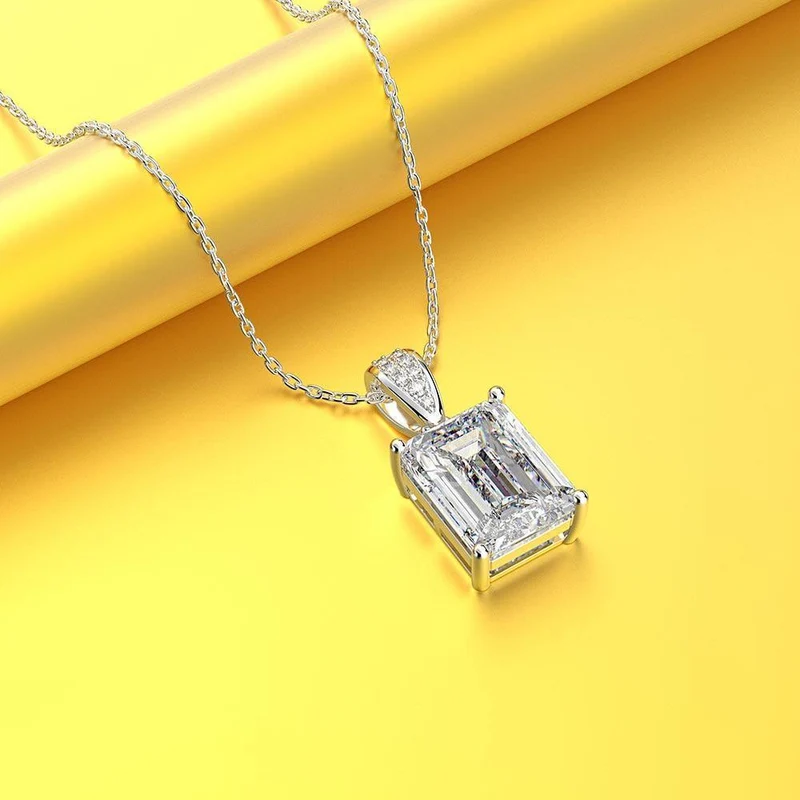 925 Sterling Silber Erstellt Moissanit Smaragd Edelstein Diamanten Anhänger Halskette Frauen Edlen Schmuck Großhandel