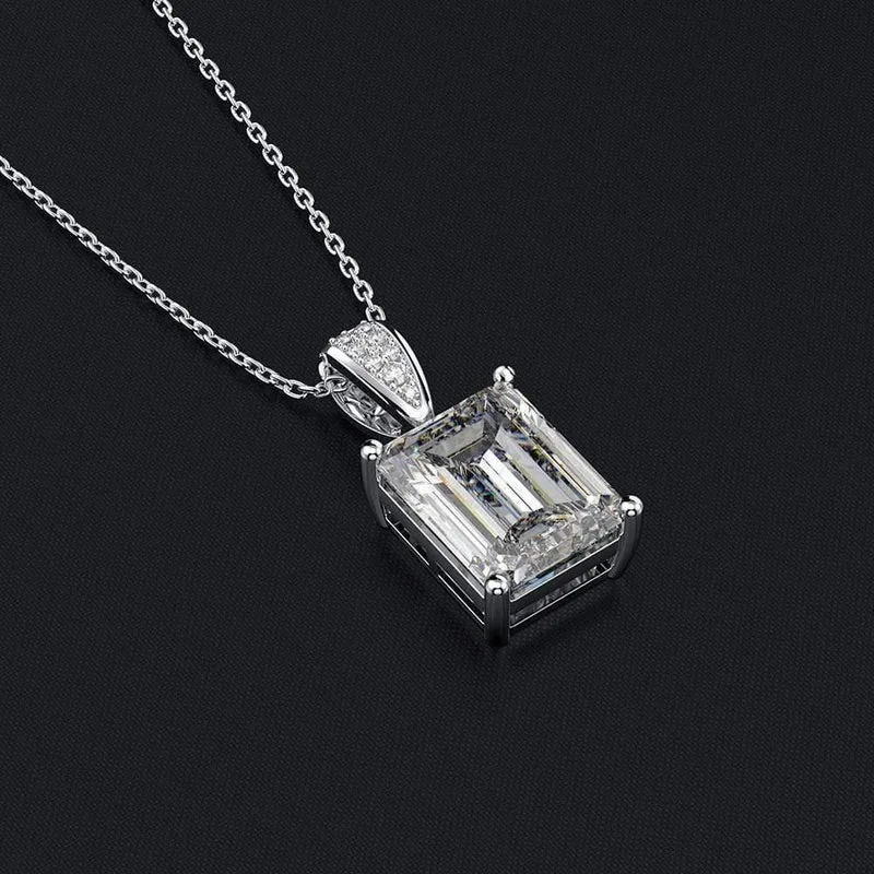 925 Sterling Silber Erstellt Moissanit Smaragd Edelstein Diamanten Anhänger Halskette Frauen Edlen Schmuck Großhandel