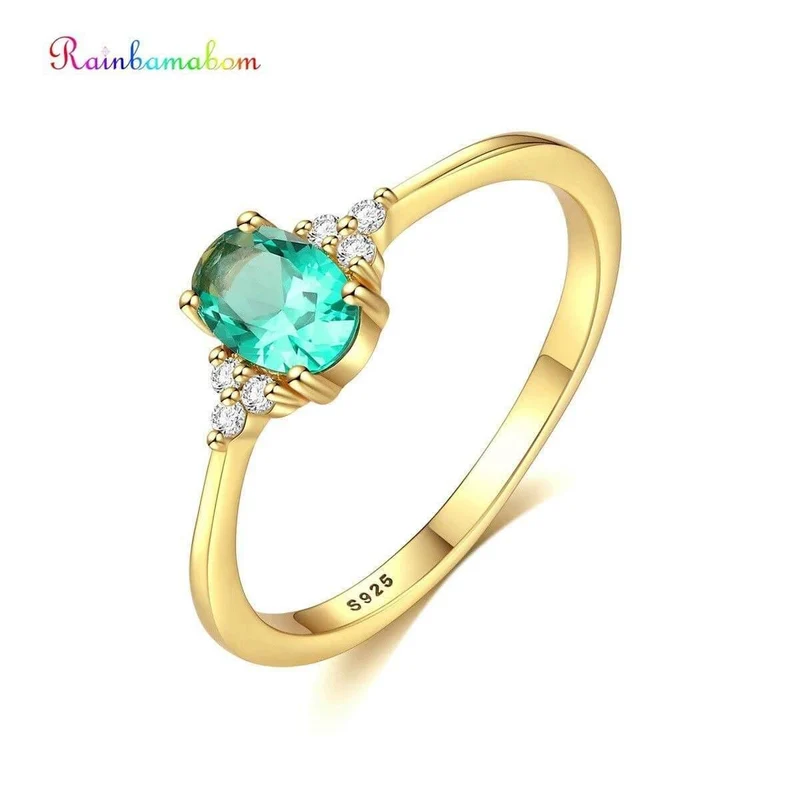 925 Sterling Silber Smaragd Edelstein Hochzeit Verlobung Diamanten Ring Damen Schmuck Geschenke Großhandel